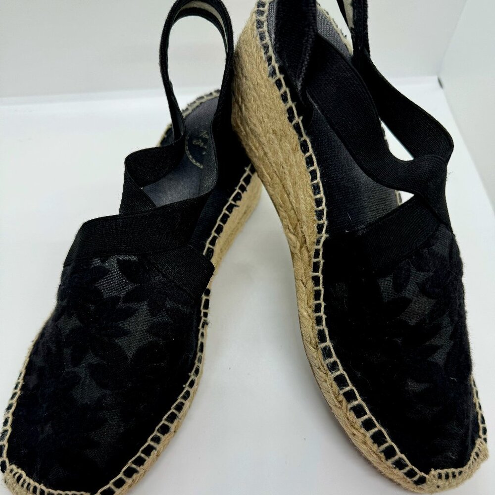 Roni Pons Origins - Sheer Black Floral Espadrilles 40/8.5